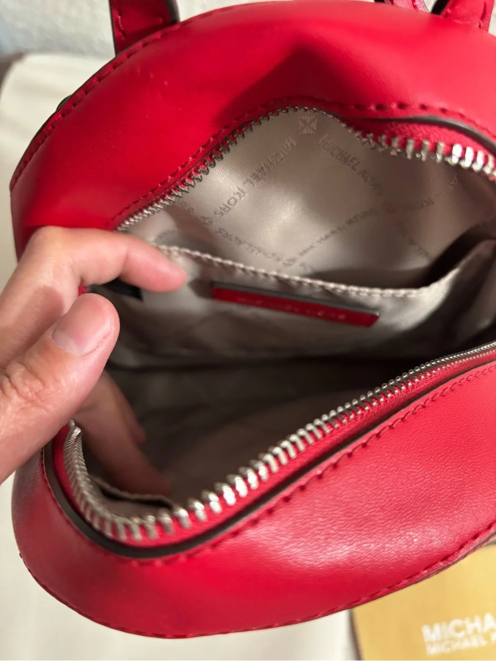 Michael Kors Red Pebbled Leather Mini Backpack
